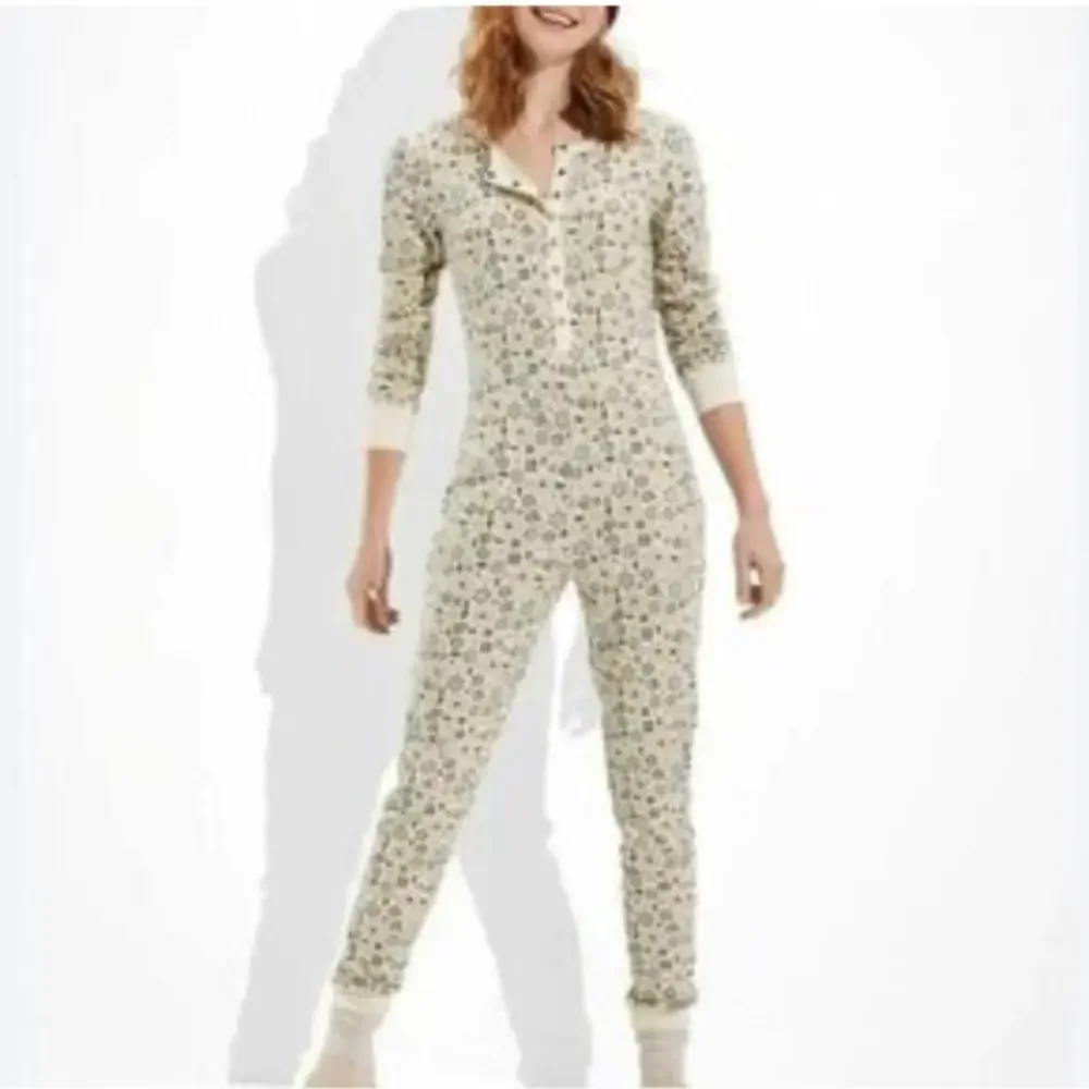 VIntage Victoria's Secret Cotton One-Piece Jumper Floral Pajamas Size S - Picture 1 of 2